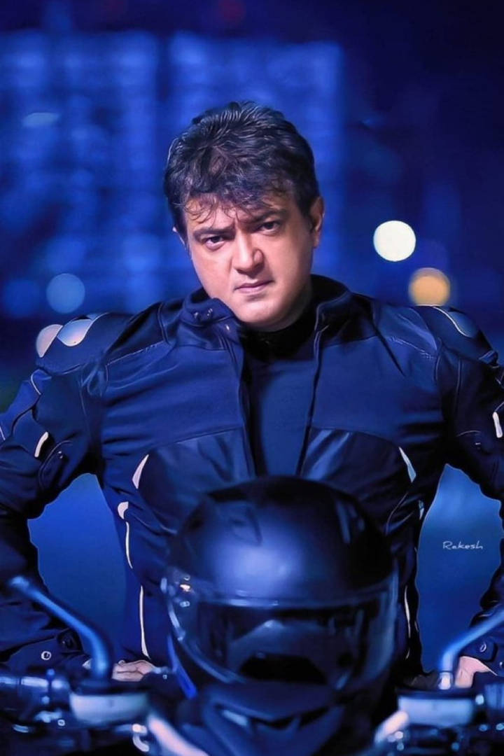 Ajith HD, black leather motorcycle jacket, bike, SD Phone Wallpaper