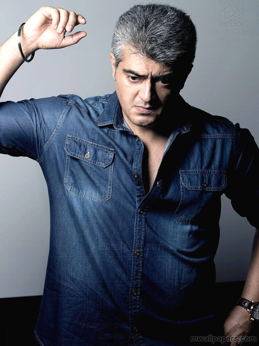 Ajith, denim polo, gray hair, HD Phone Wallpaper