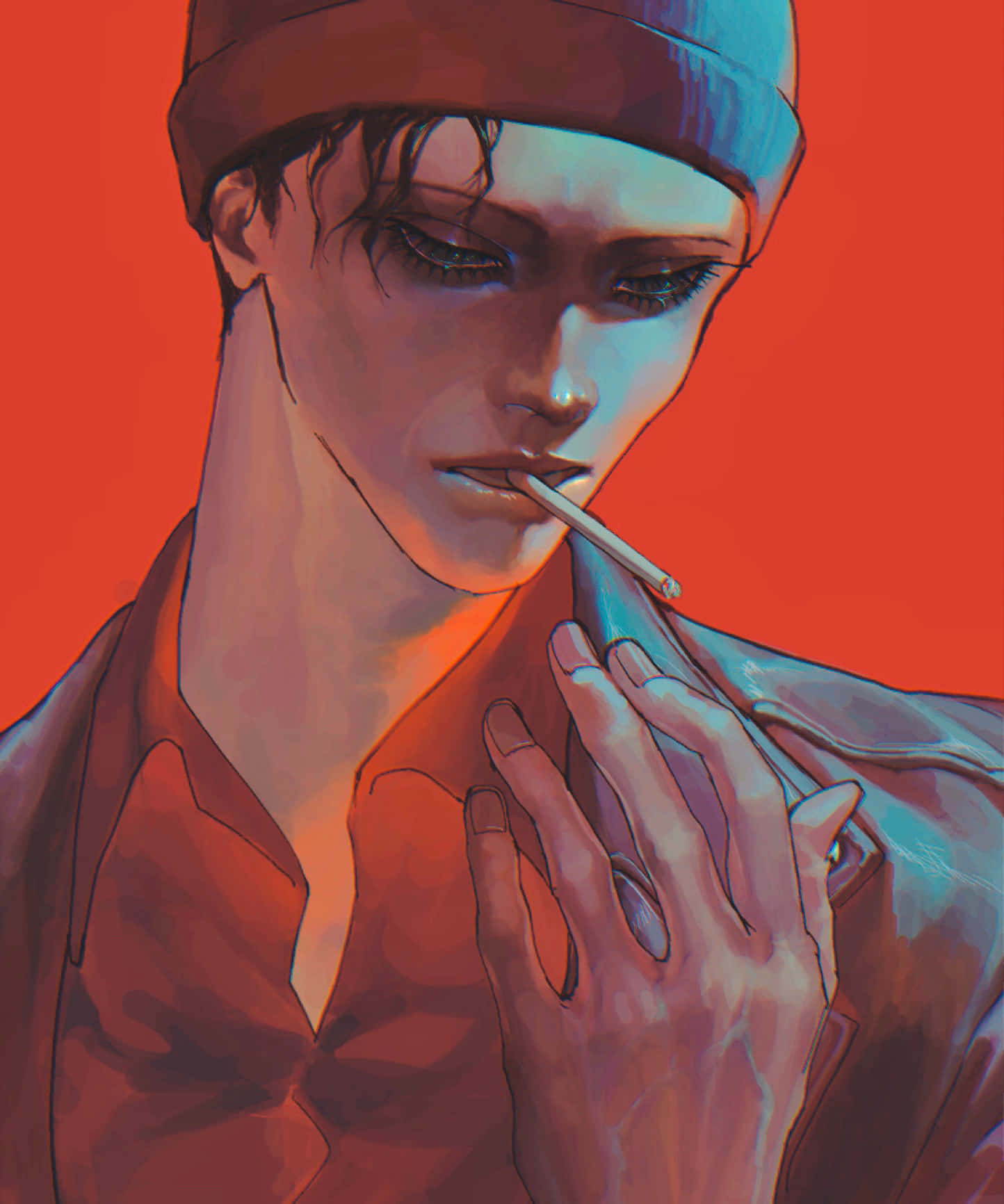 Akai Shuichi, beanie, cigarette, HD Phone Wallpaper