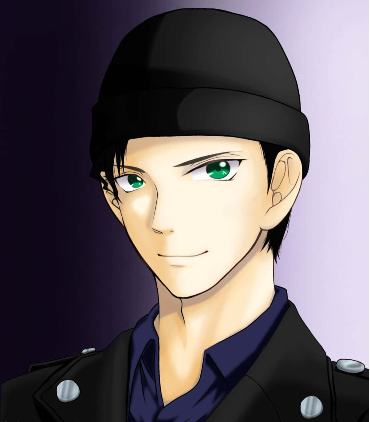Akai Shuichi, green eyes, black beanie, HD Phone Wallpaper