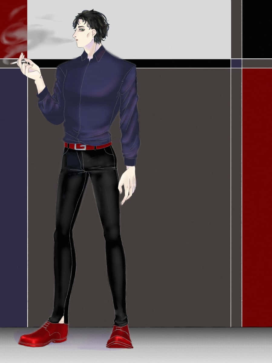 Akai Shuichi, dark blue shirt, red shoes, SD Phone Wallpaper