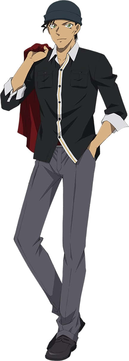 Akai Shuichi, black jacket, cap, SD Phone Wallpaper