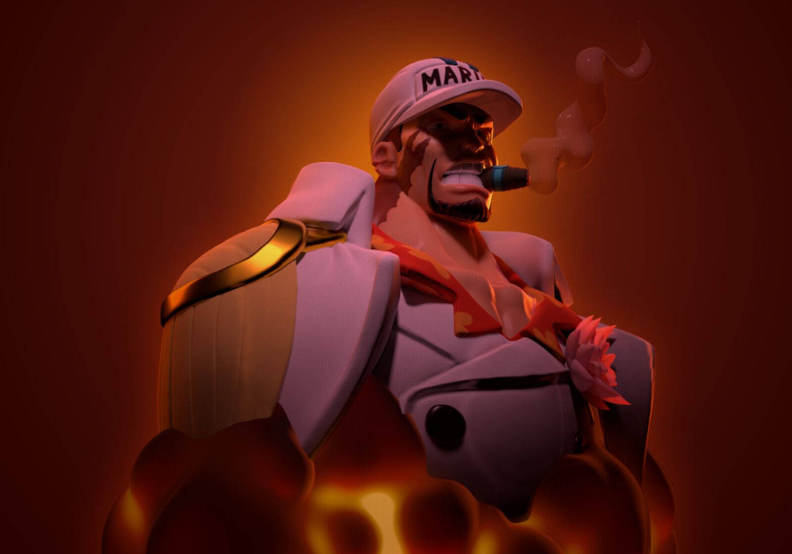 Akainu, white cap, jacket, HD Desktop Wallpaper