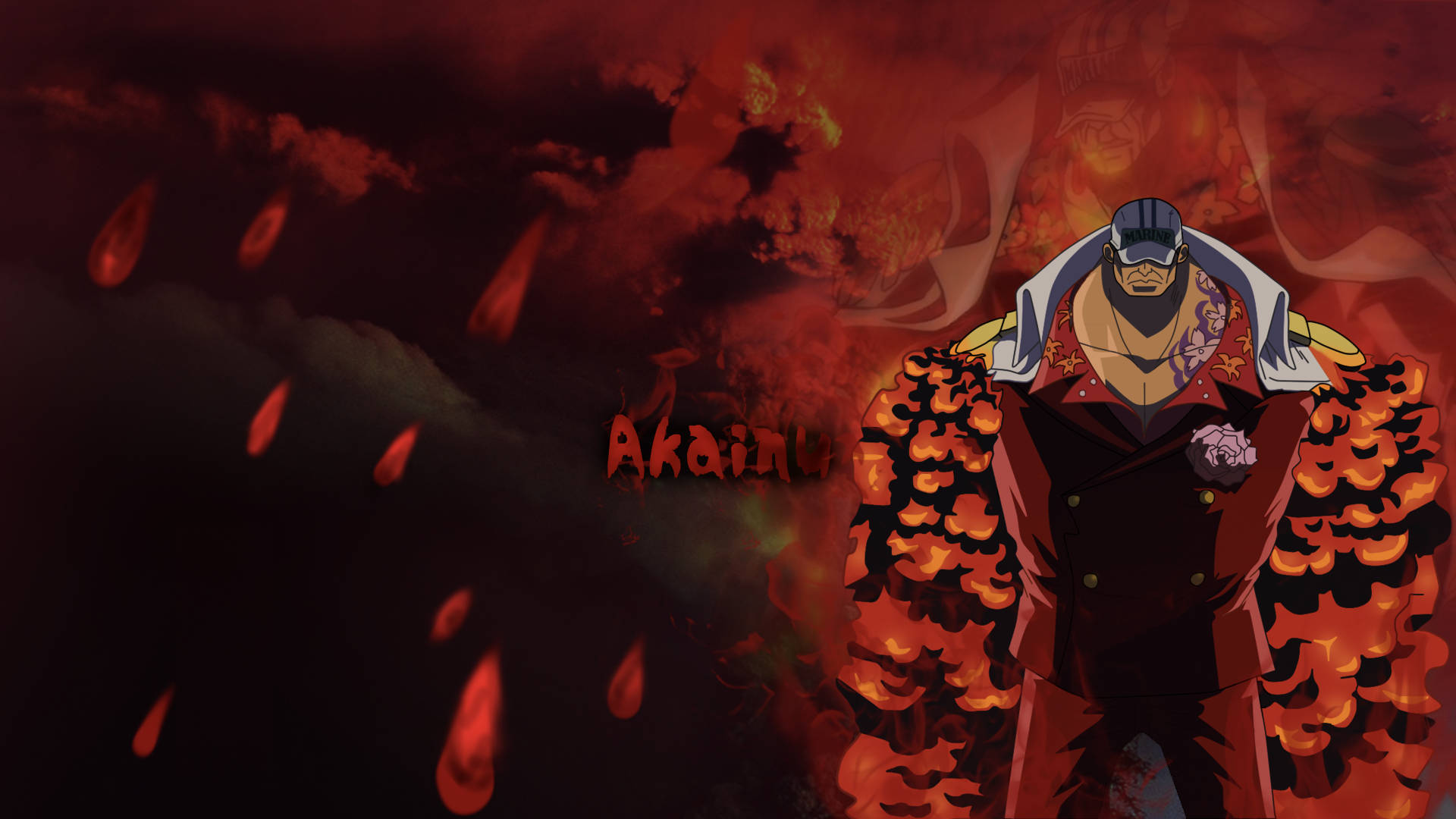 Akainu, magma body, fiery red flames, Full HD Desktop Wallpaper