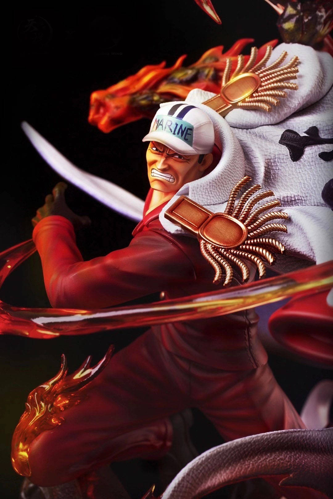 Akainu, red uniform, white marine cap, HD Phone Wallpaper