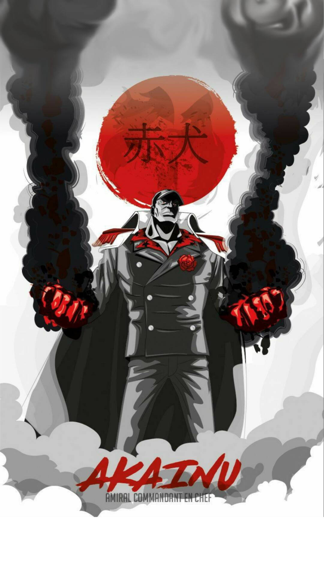 Akainu, military coat, red sun, Full HD Phone Wallpaper