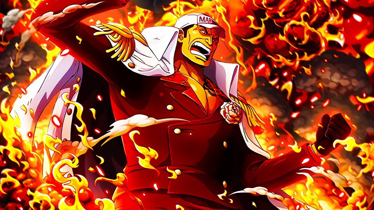 Akainu, red coat, fiery anime warrior, HD Desktop Wallpaper