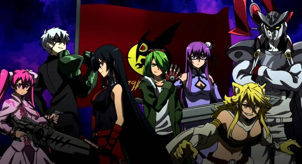Akame Ga Kill, dark purple sky, red flag, SD Desktop Wallpaper