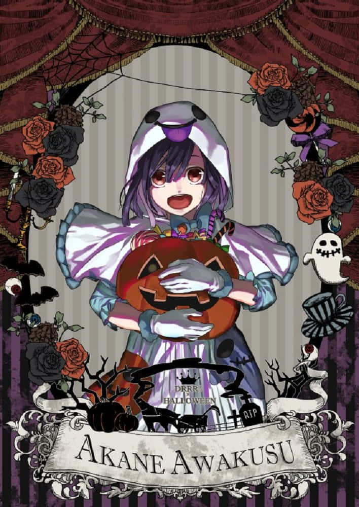 Akane Awakusu, Halloween costume, jack-o-lantern, SD Phone Wallpaper