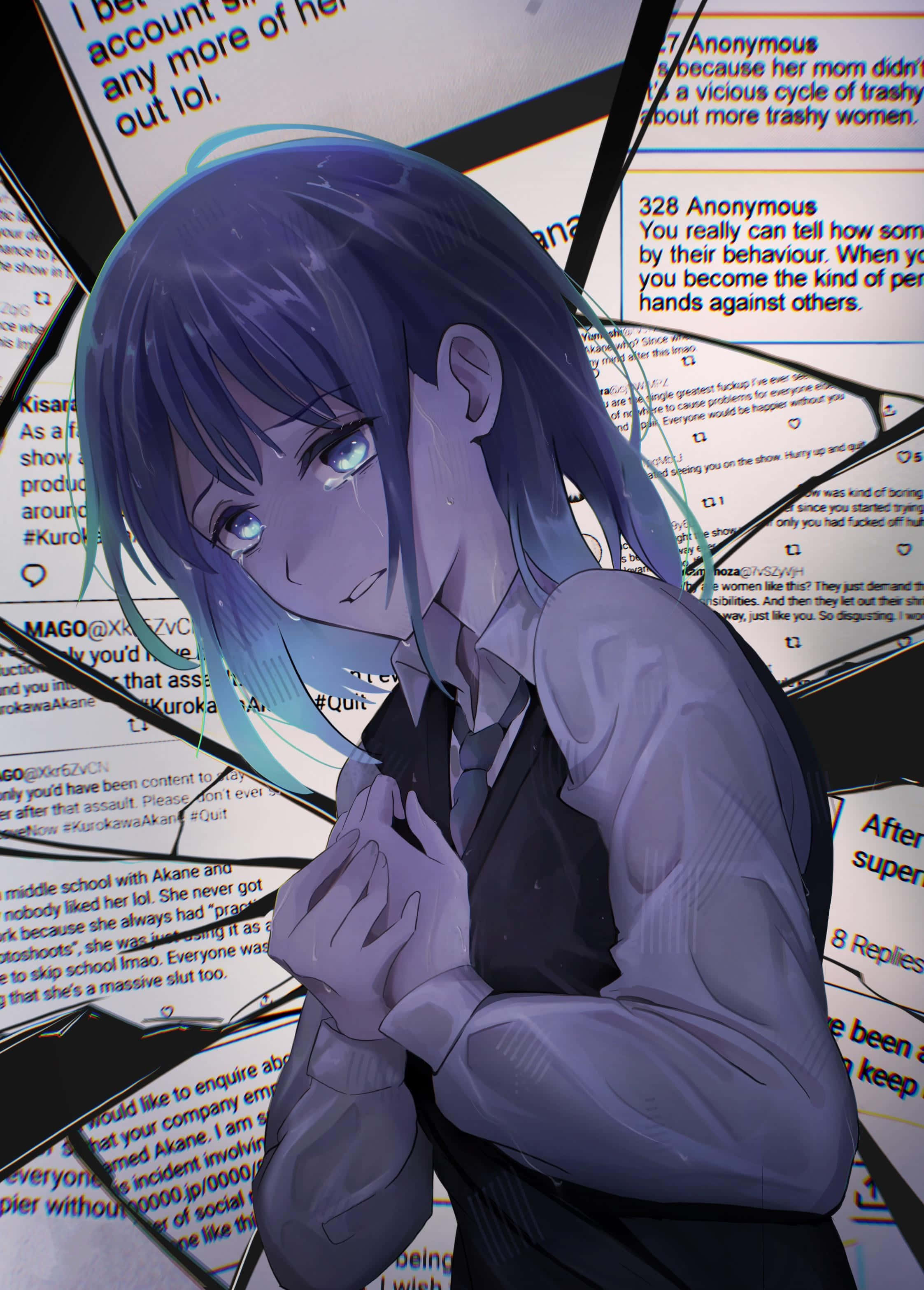 Akane Kurokawa, purple-haired, school uniform, 2K Phone Wallpaper