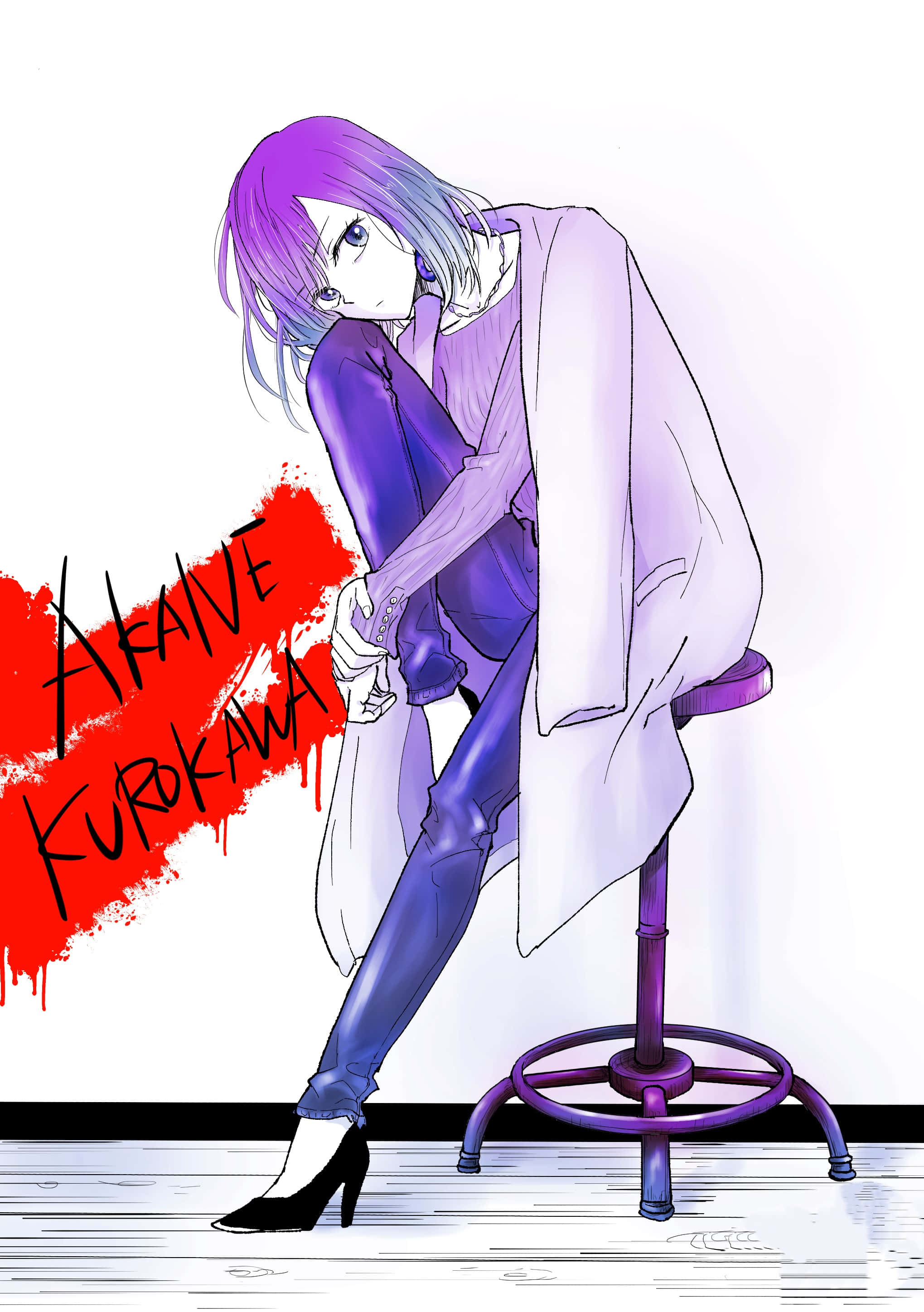 Akane Kurokawa, purple-haired anime character, purple outfit, 2K Phone Wallpaper