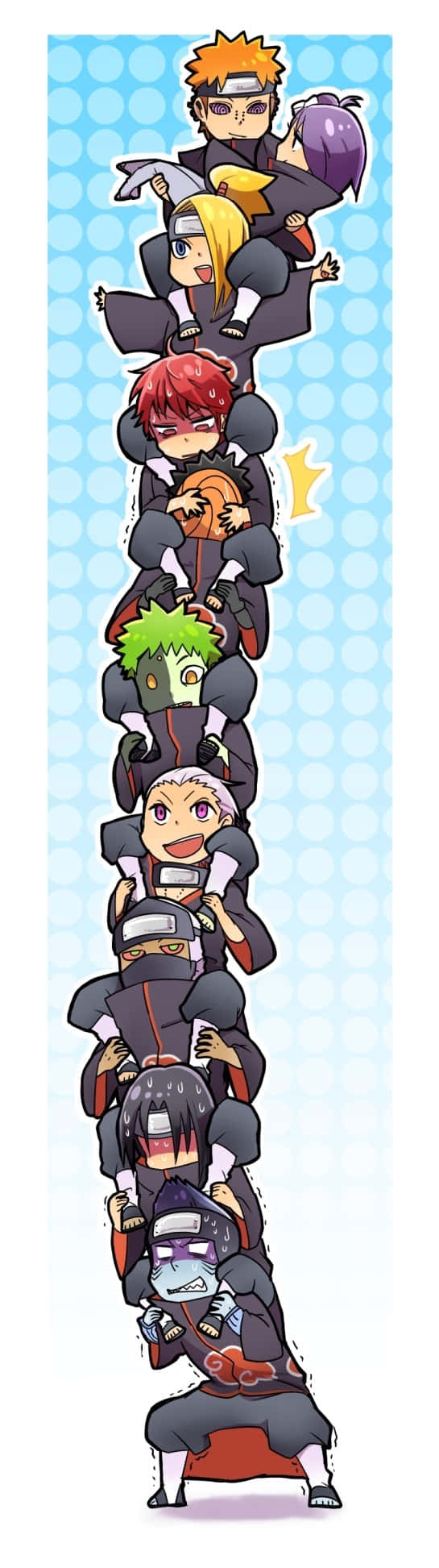 Akatsuki Chibi, chibi anime characters, ninja outfits, Full HD Phone Wallpaper
