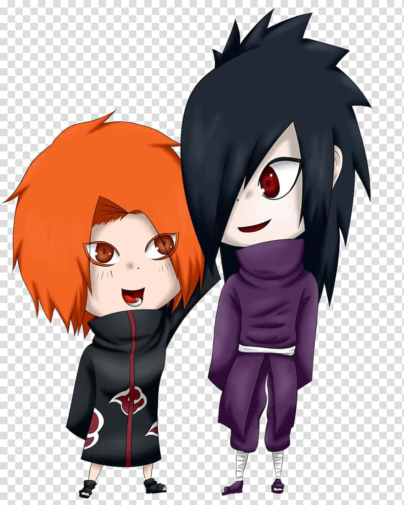 Akatsuki Chibi, orange hair, red eyes, SD Phone Wallpaper