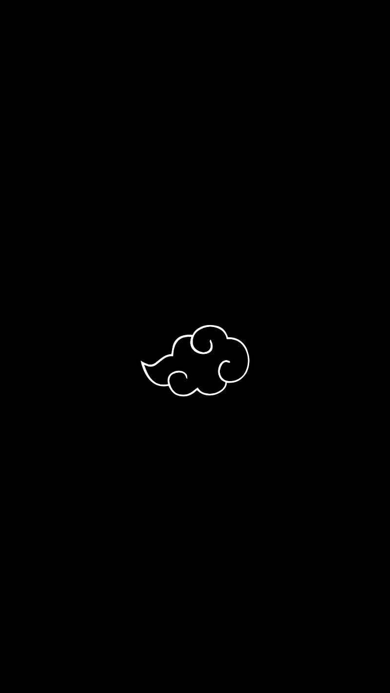 Akatsuki Cloud iPhone, white cloud outline, solid black background, HD Phone Wallpaper