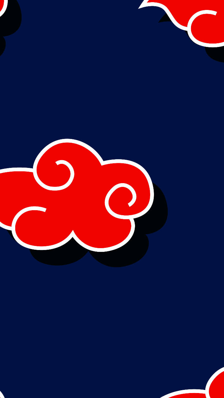 Akatsuki Cloud iPhone, blue, red clouds, HD Phone Wallpaper