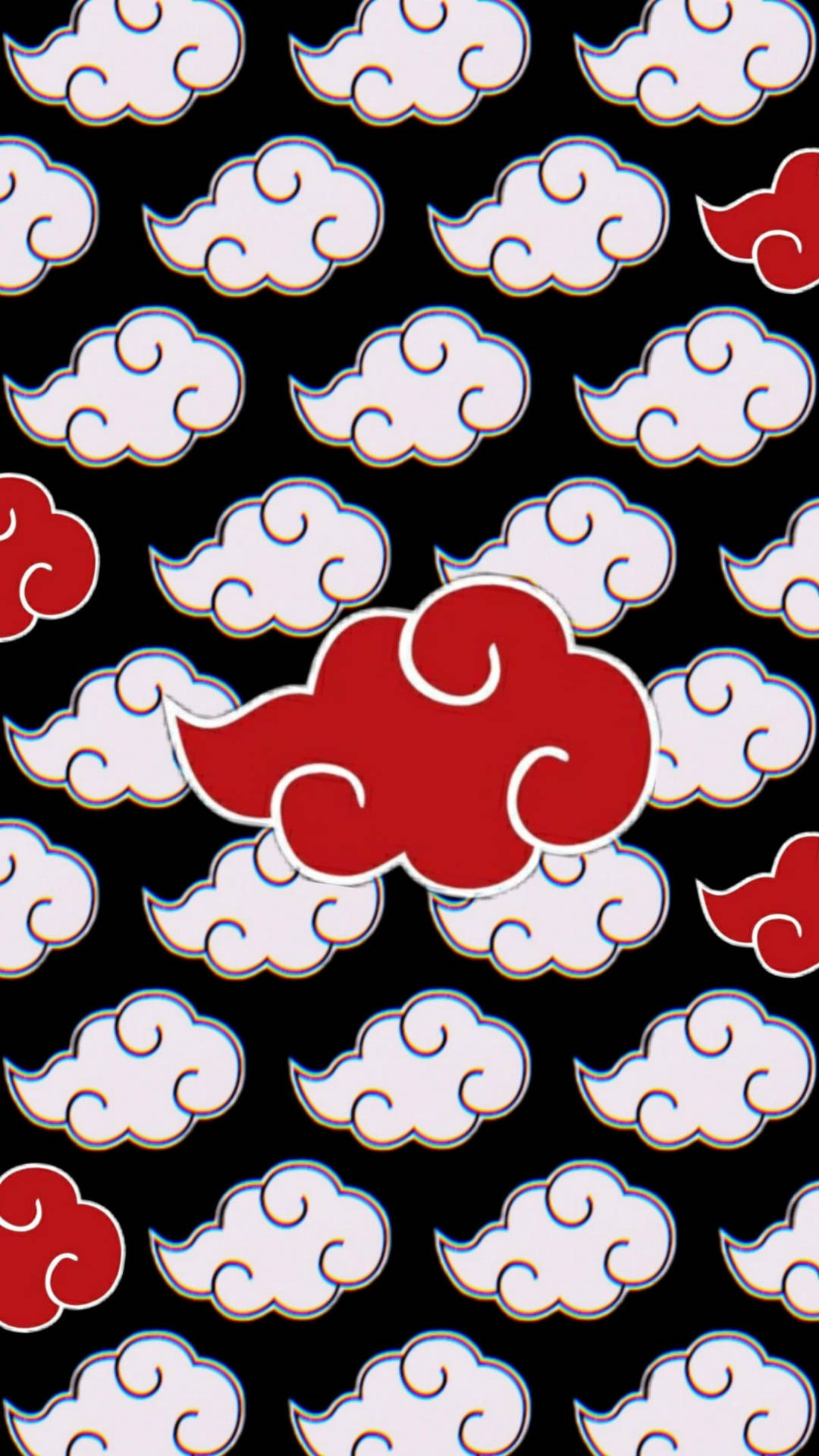 Akatsuki Cloud iPhone, white clouds, red cloud emblem, Full HD Phone Wallpaper