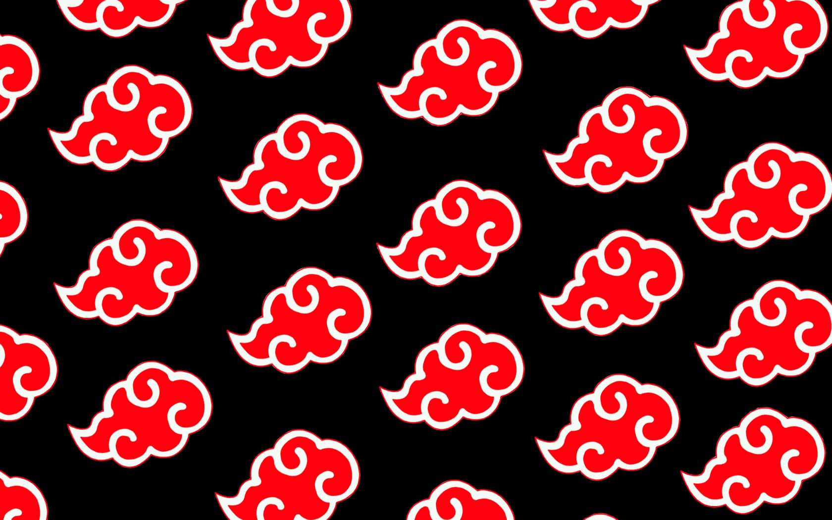 Akatsuki Cloud iPhone, red cloud symbols, white outlines, HD Desktop Wallpaper