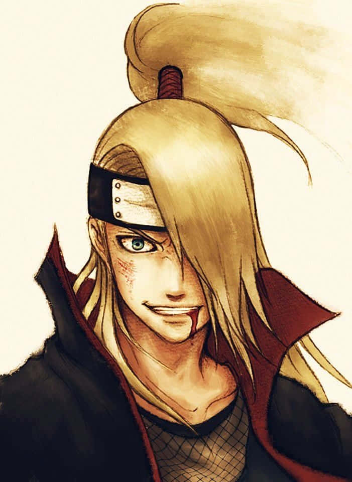 Akatsuki Drawing, blonde anime character, headband, SD Phone Wallpaper