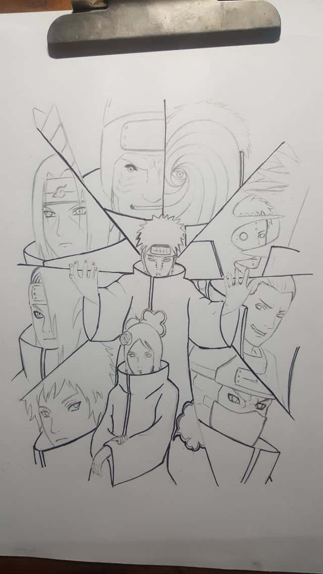 Akatsuki Drawing, pencil sketch, anime characters, SD Phone Wallpaper