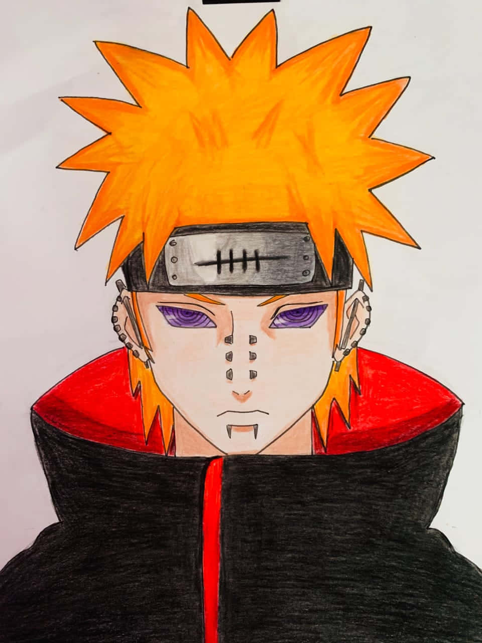 Akatsuki Drawing, spiky orange hair, purple eyes, HD Phone Wallpaper