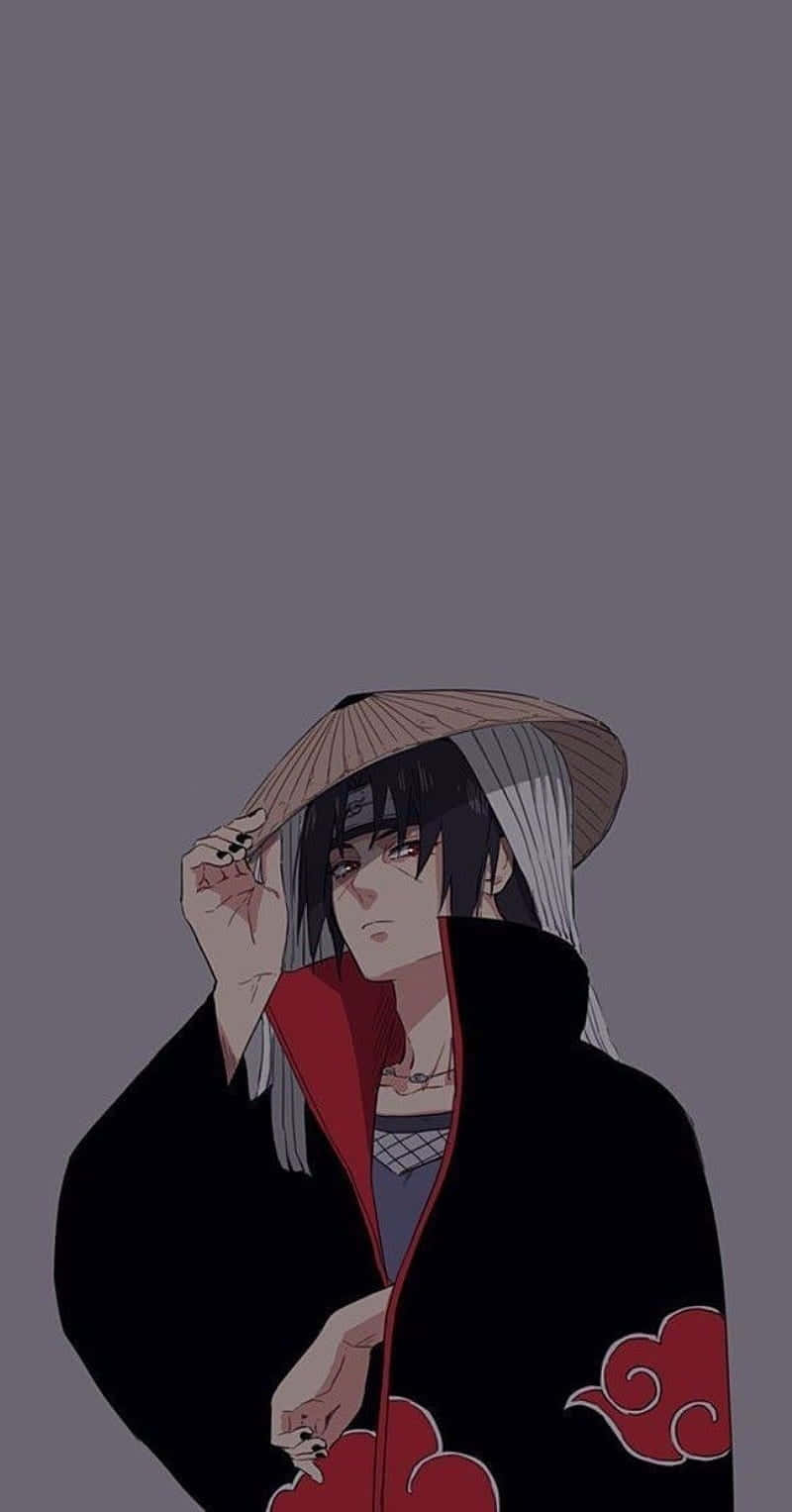 Akatsuki Hat, black cloak with red clouds, straw hat, HD Phone Wallpaper