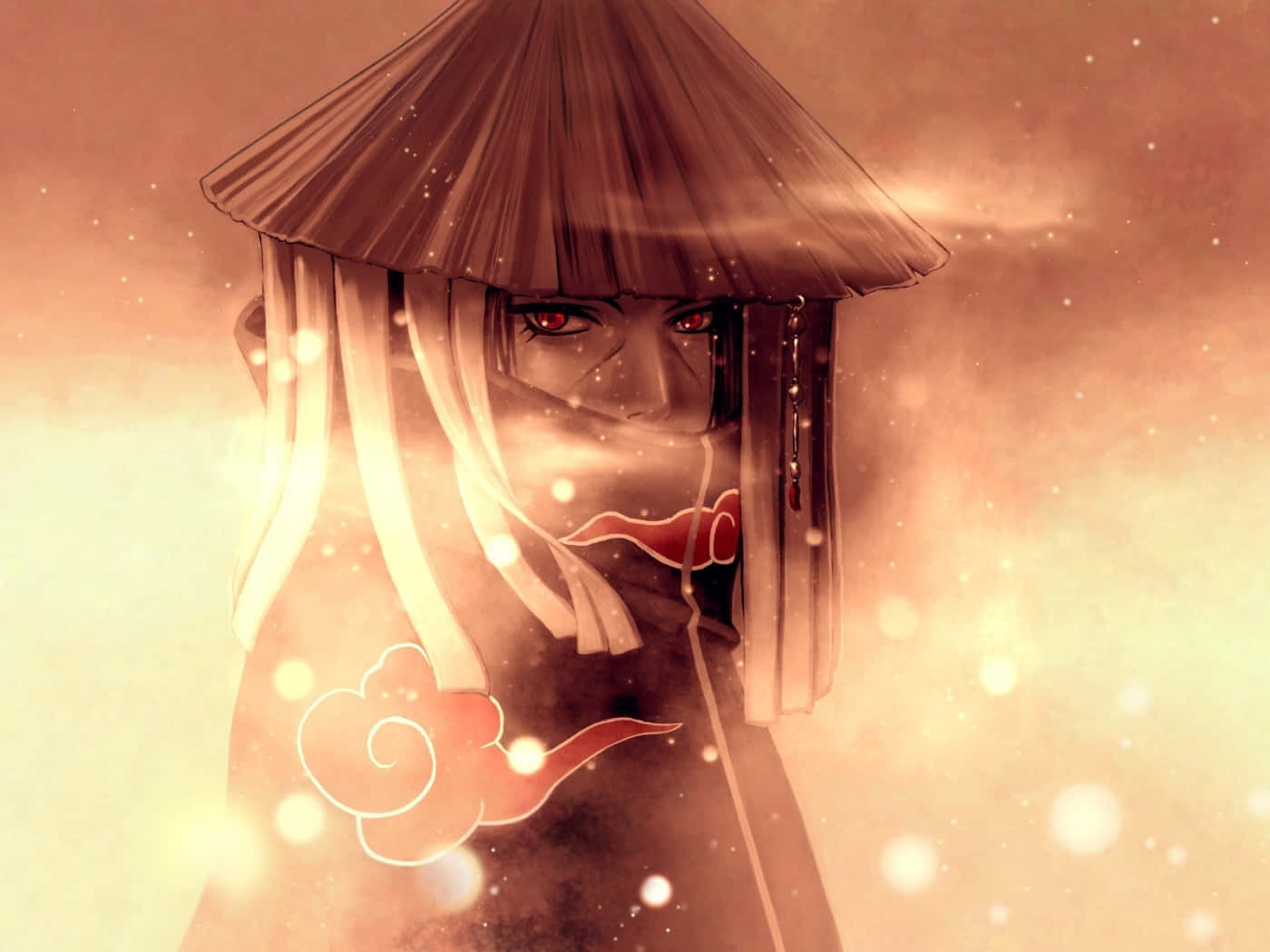 Akatsuki Hat, red eyes, straw hat, HD Desktop Wallpaper