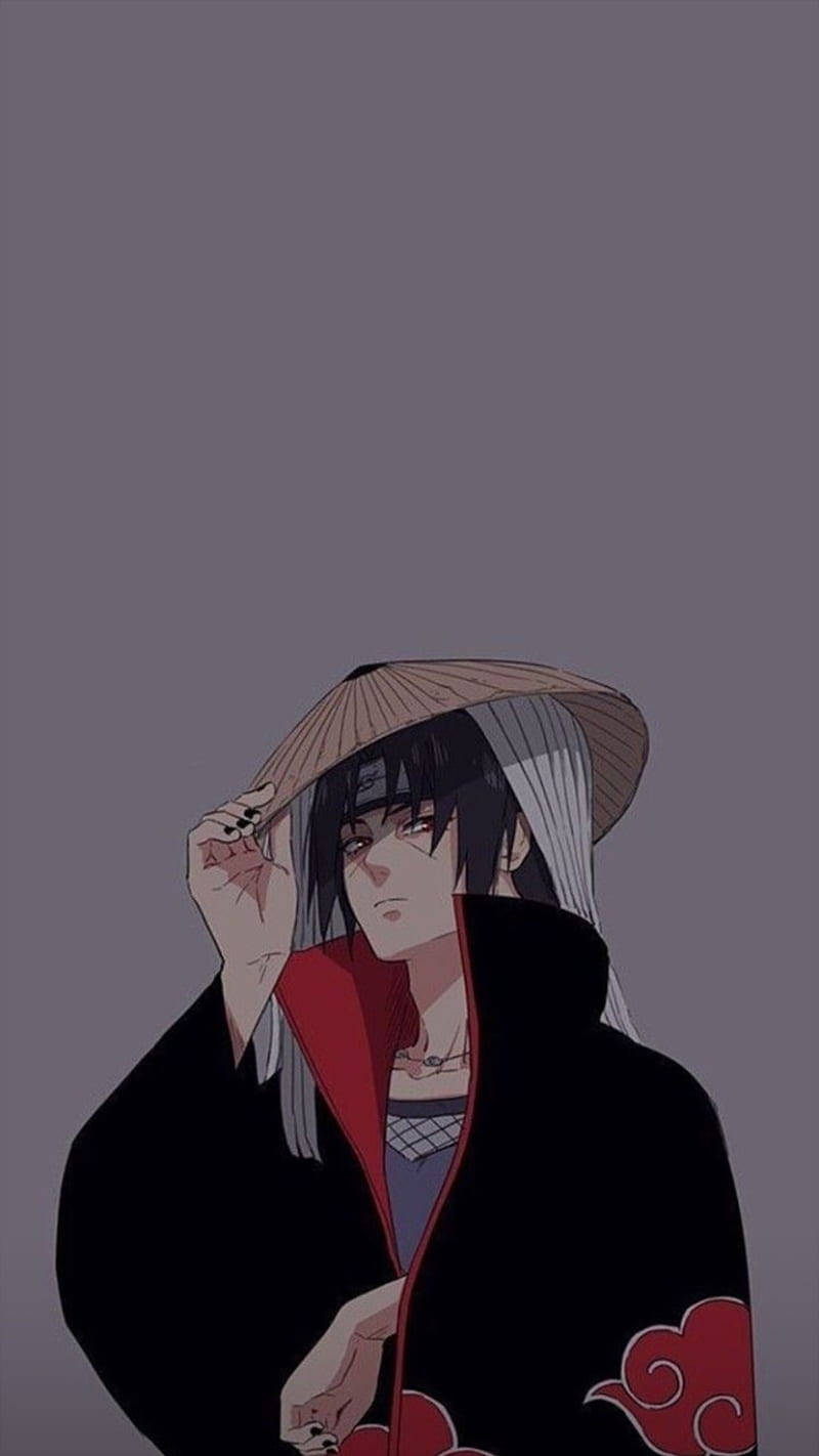 Akatsuki Itachi, silver hair, red cloud cloak, HD Phone Wallpaper