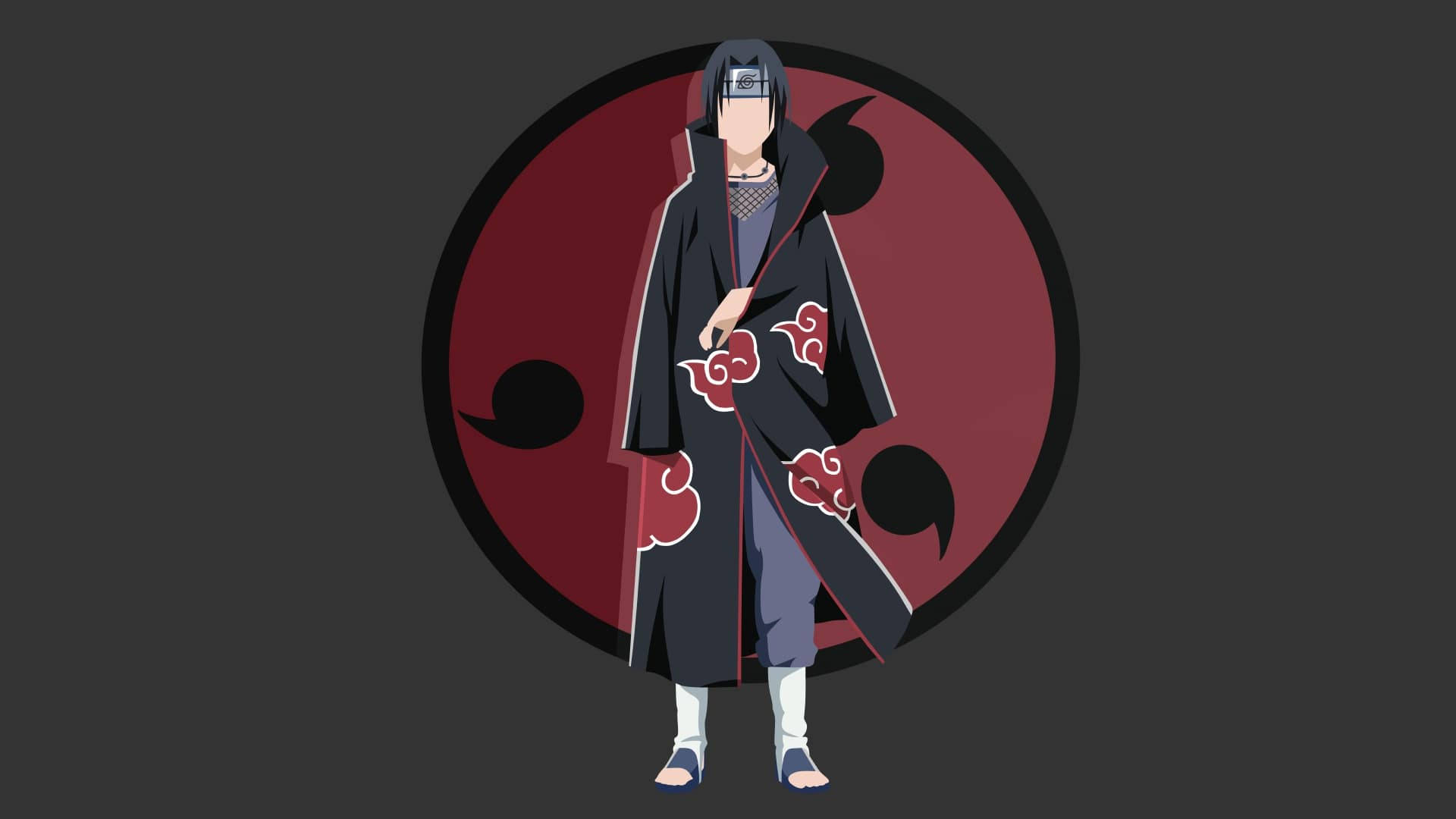 Itachi Of The Akatsuki, black cloak, red clouds, Full HD Desktop Wallpaper