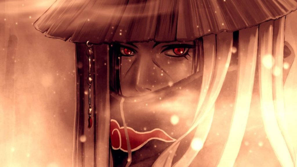 Akatsuki Itachi, red eyes, cloud-patterned mask, SD Desktop Wallpaper