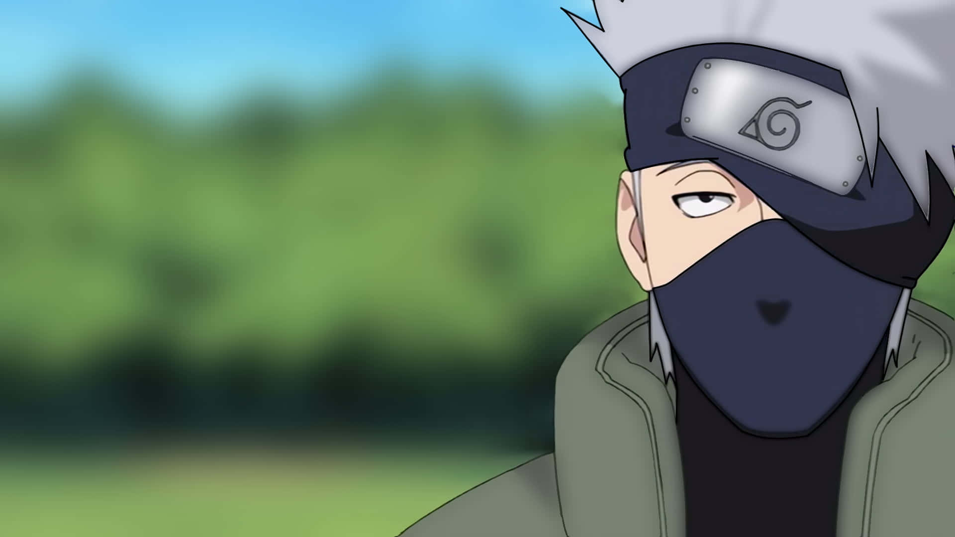 Akatsuki Kakashi, masked anime ninja, white spiky hair, Full HD Desktop Wallpaper