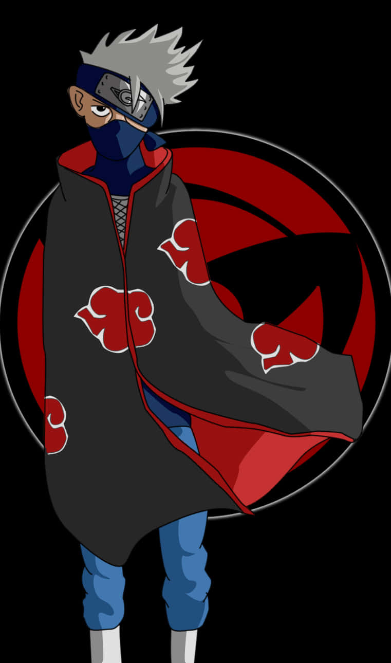 Akatsuki Kakashi, spiky white hair, red cloud cloak, HD Phone Wallpaper
