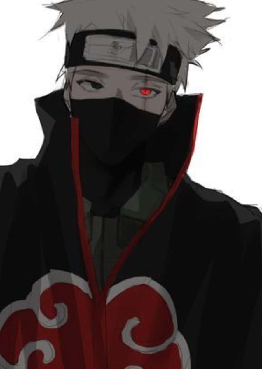 Akatsuki Kakashi, spiky gray hair, red cloud cloak, SD Phone Wallpaper