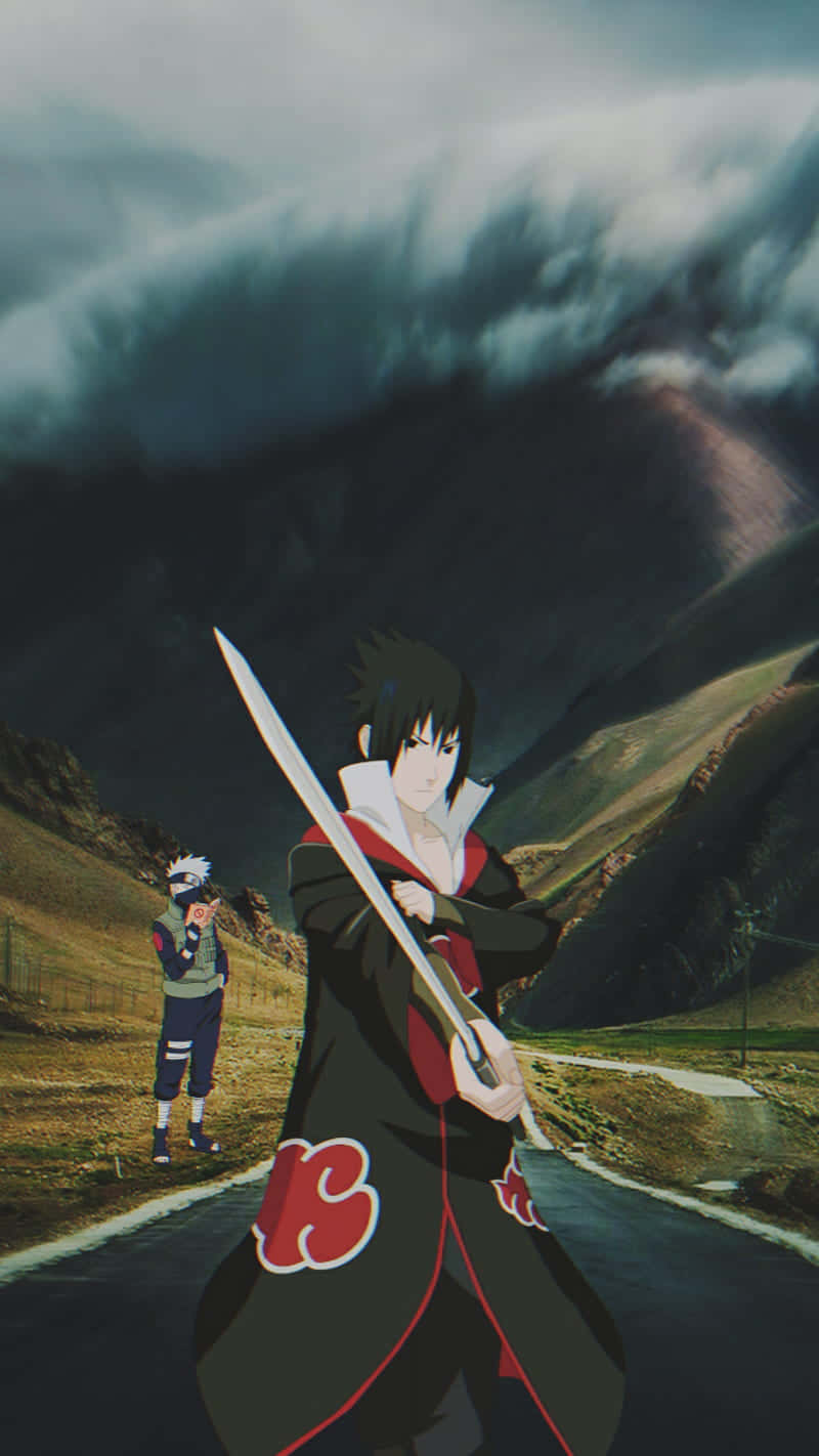 Akatsuki Kakashi, mountain road, stormy skies, HD Phone Wallpaper
