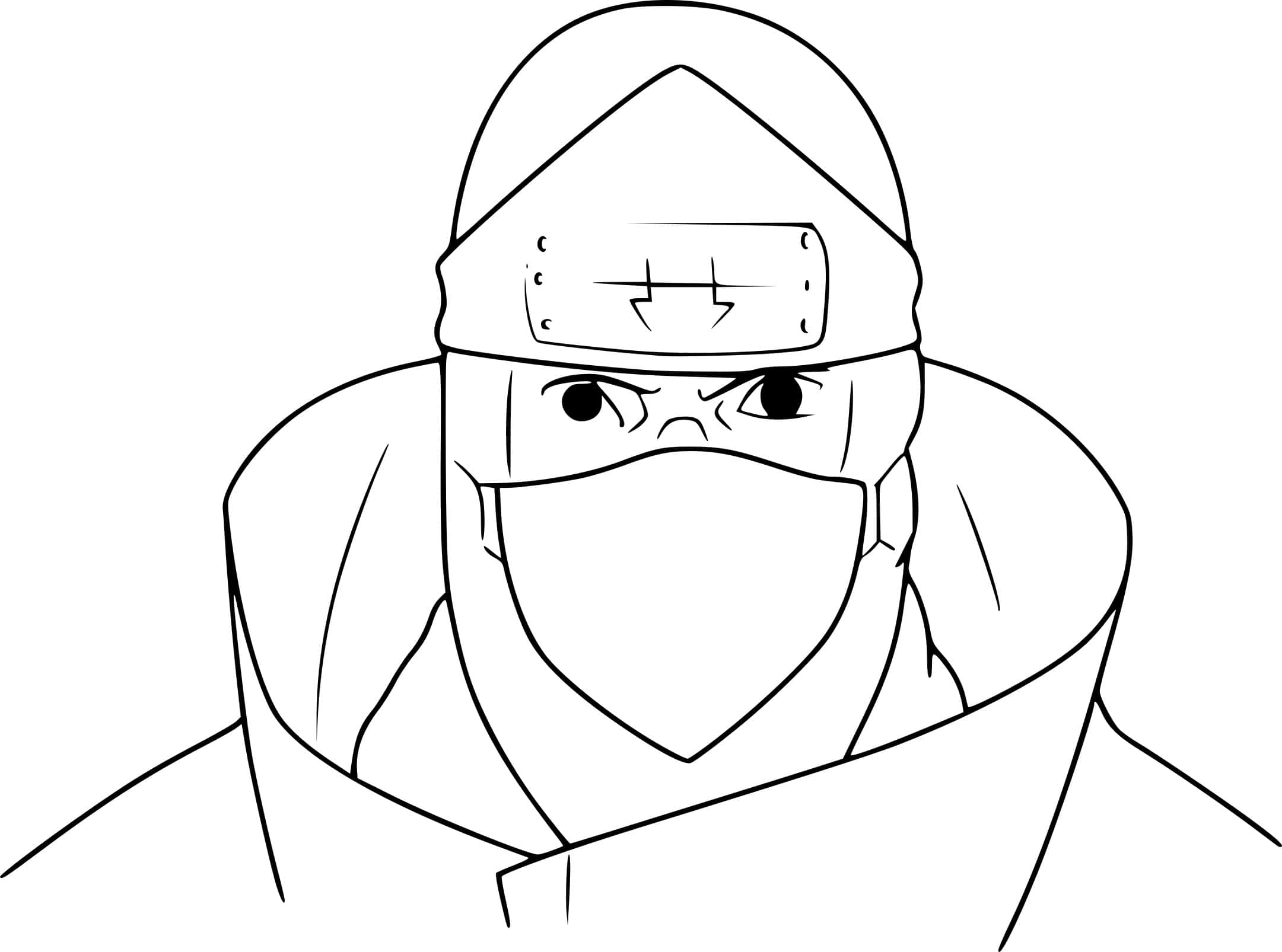 Akatsuki Kakuzu, black and white line art, anime ninja, Full HD Desktop Wallpaper