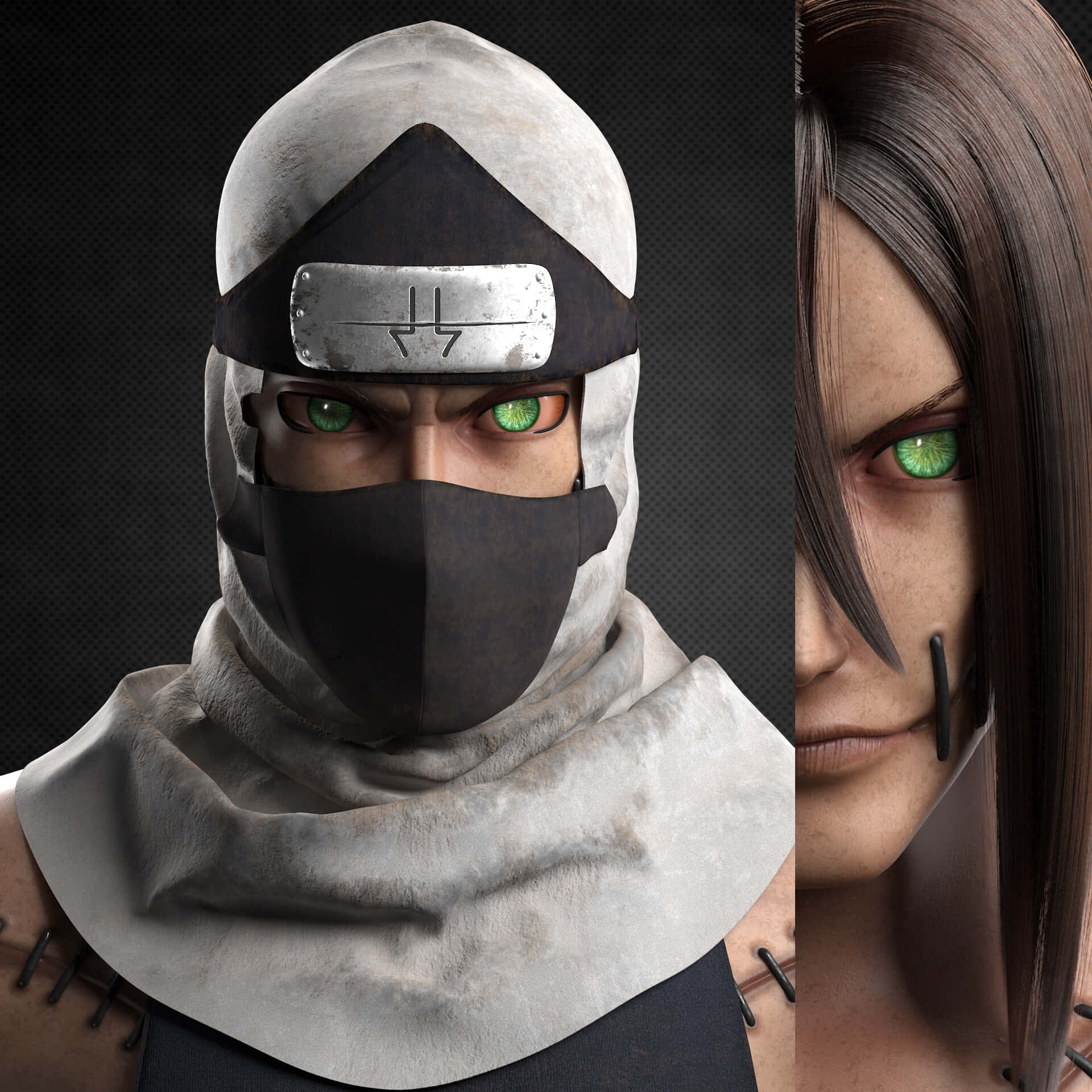 Akatsuki Kakuzu, glowing green eyes, masked anime ninjas, Full HD Desktop Wallpaper