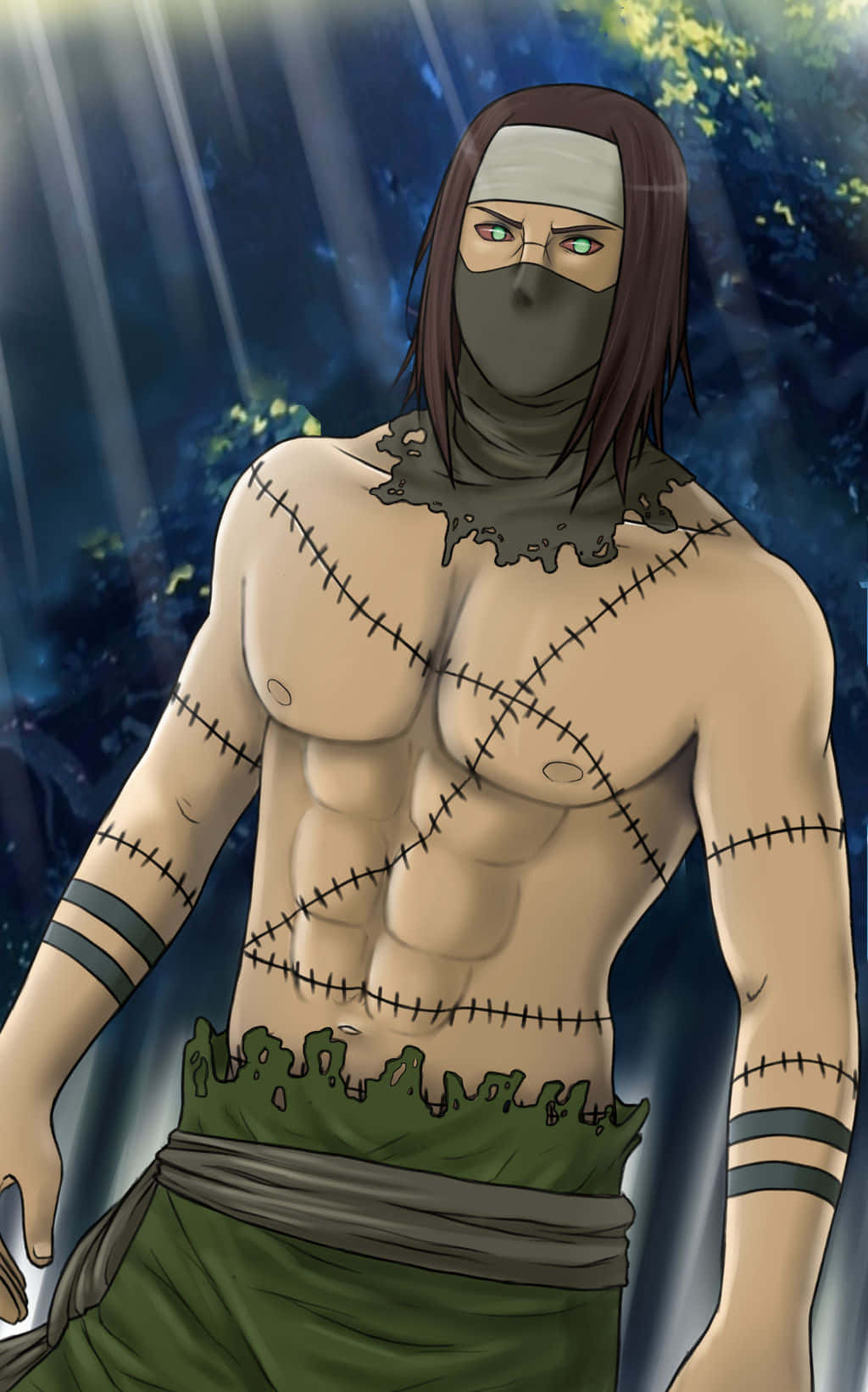 Akatsuki Kakuzu, muscular anime warrior, stitched skin, HD Phone Wallpaper