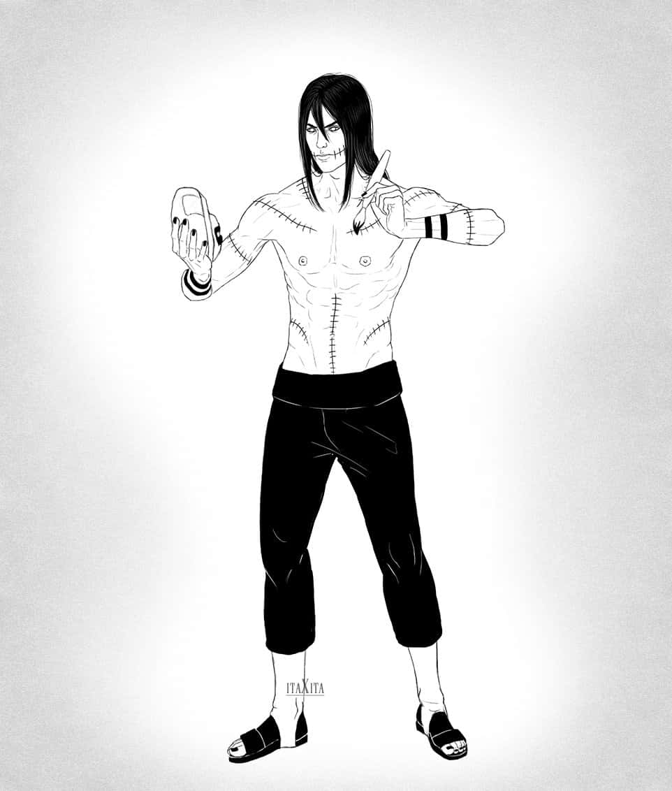 Akatsuki Kakuzu, black and white anime character, stitched skin, SD Phone Wallpaper