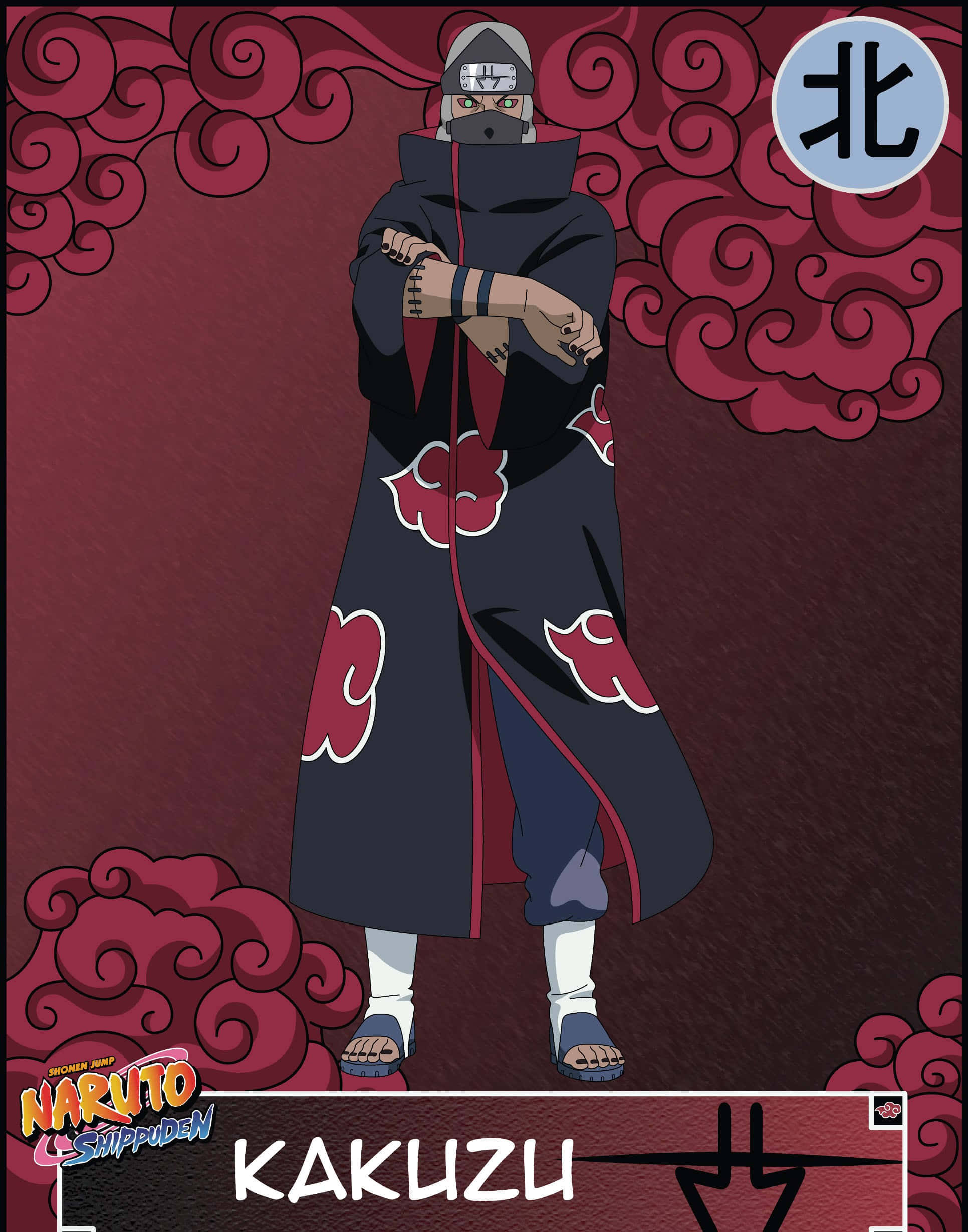 Akatsuki Kakuzu, black cloak, red cloud patterns, Full HD Phone Wallpaper