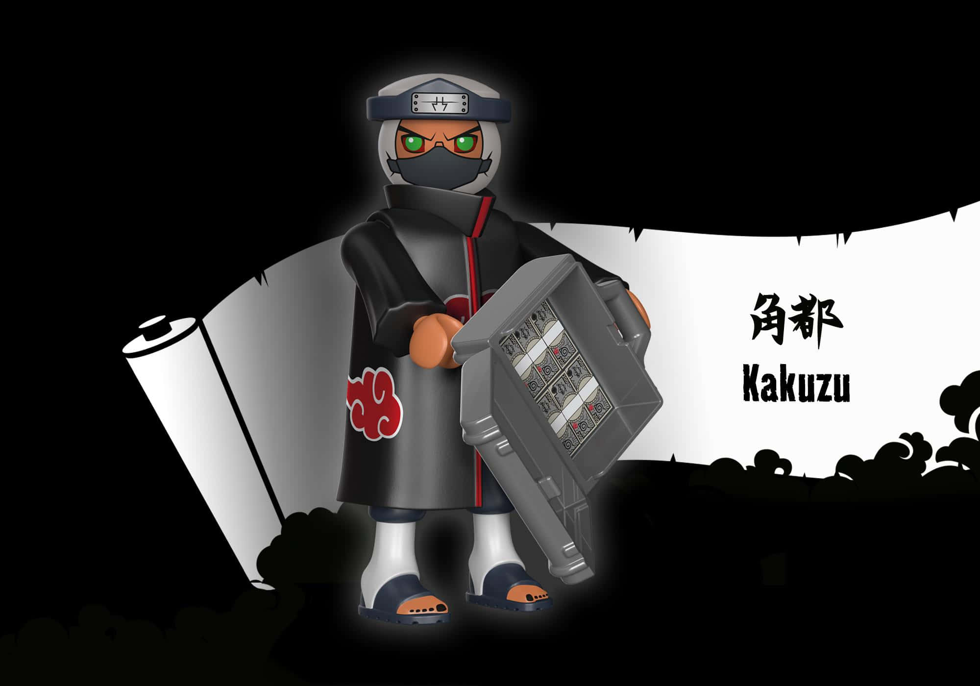 Akatsuki Kakuzu, glowing green eyes, black cloak, Full HD Desktop Wallpaper