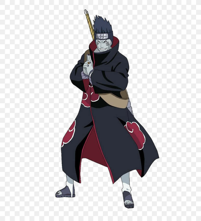 Akatsuki Kisame, black cloak with red clouds, sword, SD Phone Wallpaper
