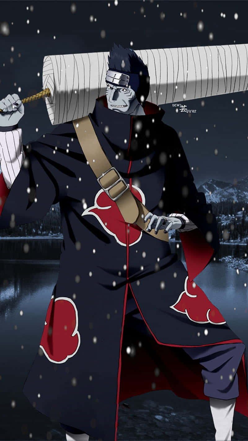 Akatsuki Kisame, red eyes, dark cloak, HD Phone Wallpaper