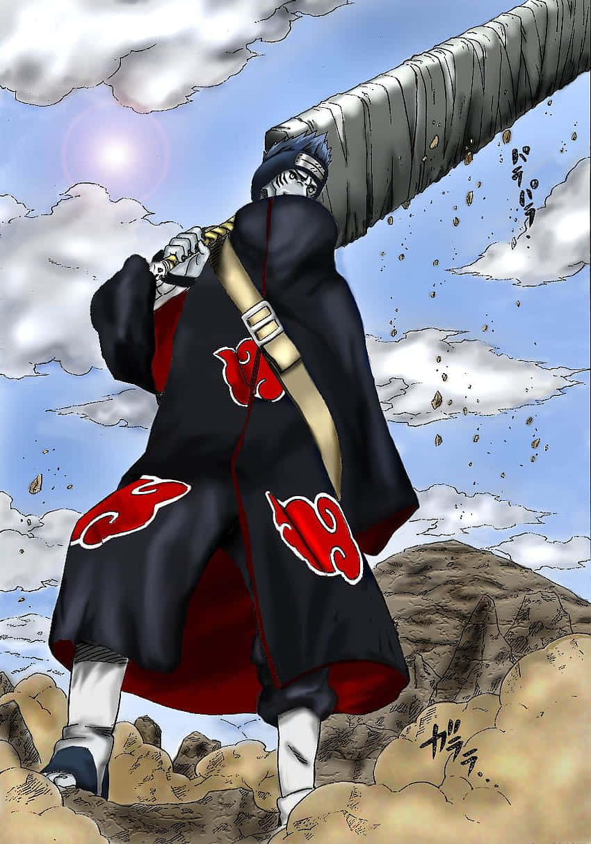 Akatsuki Kisame, black cloak, red clouds, SD Phone Wallpaper