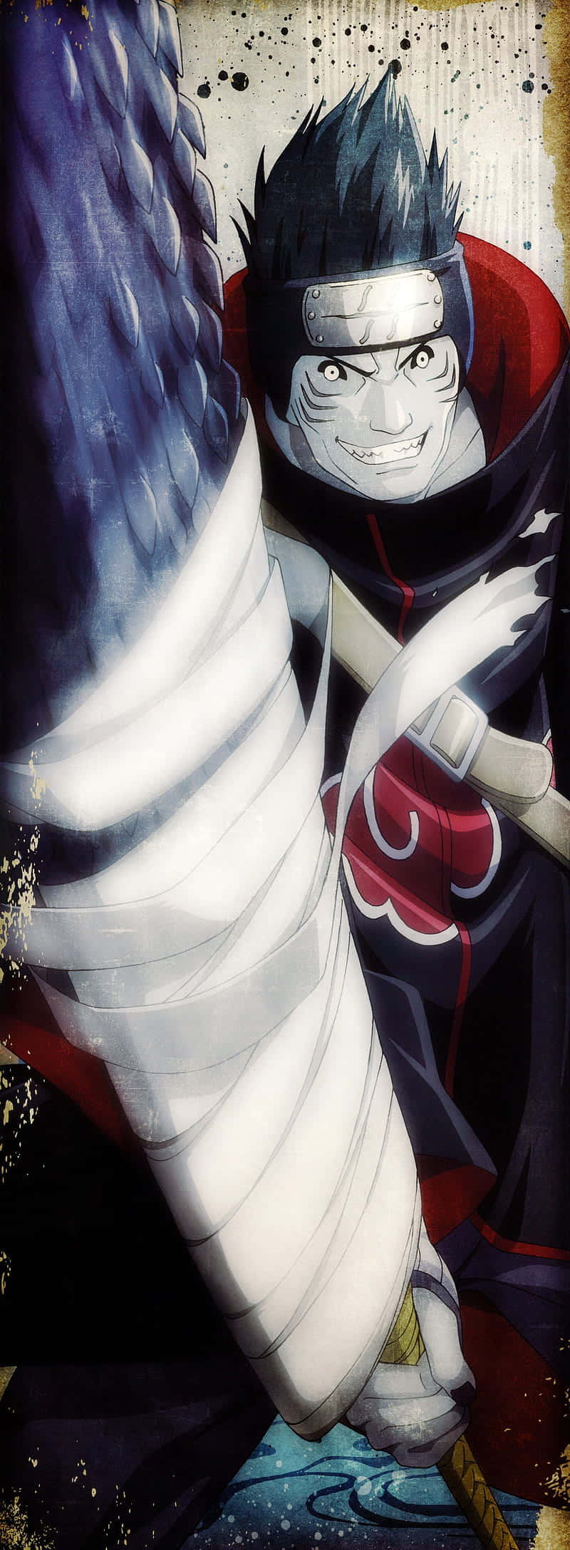 Akatsuki Kisame, spiky black hair, red cloak, Full HD Phone Wallpaper