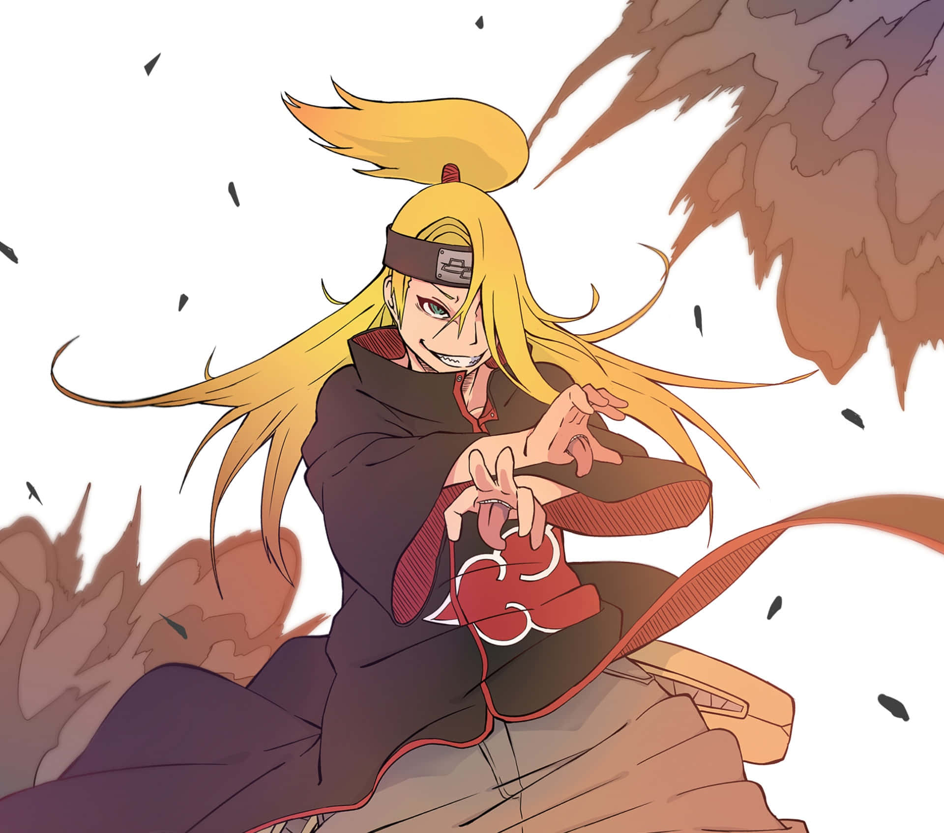 Akatsuki Laptop, long blonde hair, red cloud cloak, Full HD Desktop Wallpaper