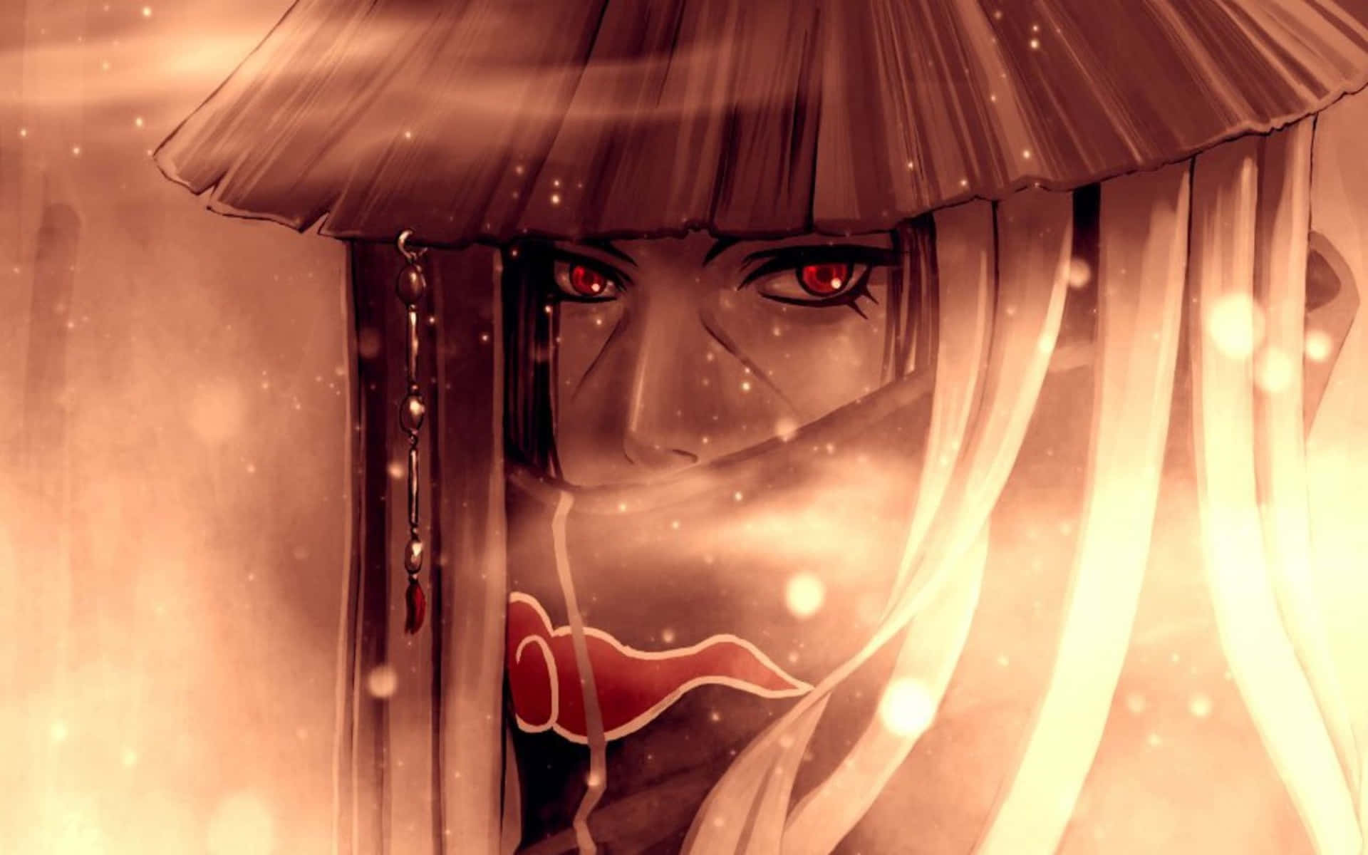 Akatsuki Laptop, red eyes, wide-brimmed hat, Full HD Desktop Wallpaper