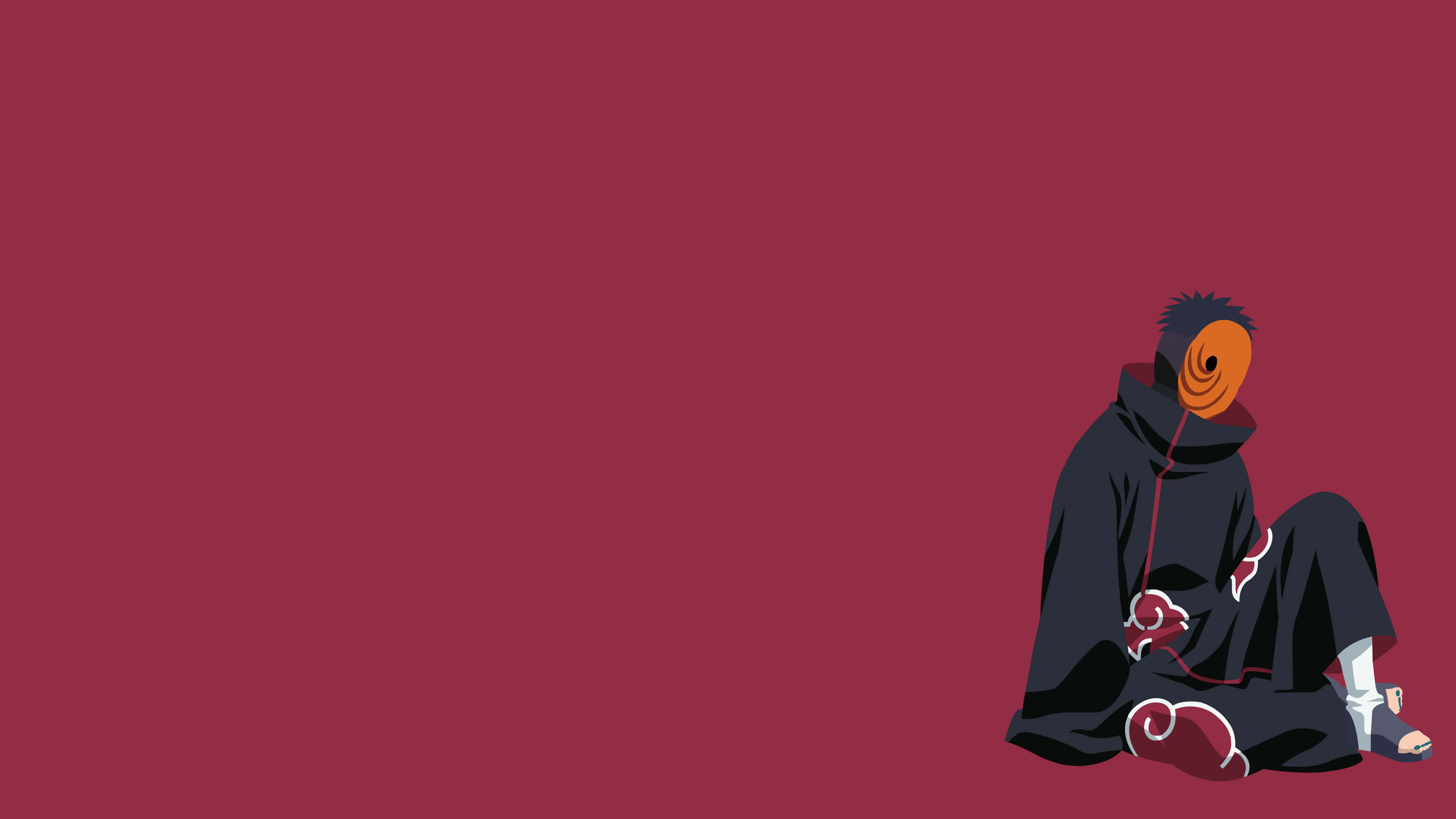 Akatsuki Laptop, masked anime character, black cloak, 4K Desktop Wallpaper