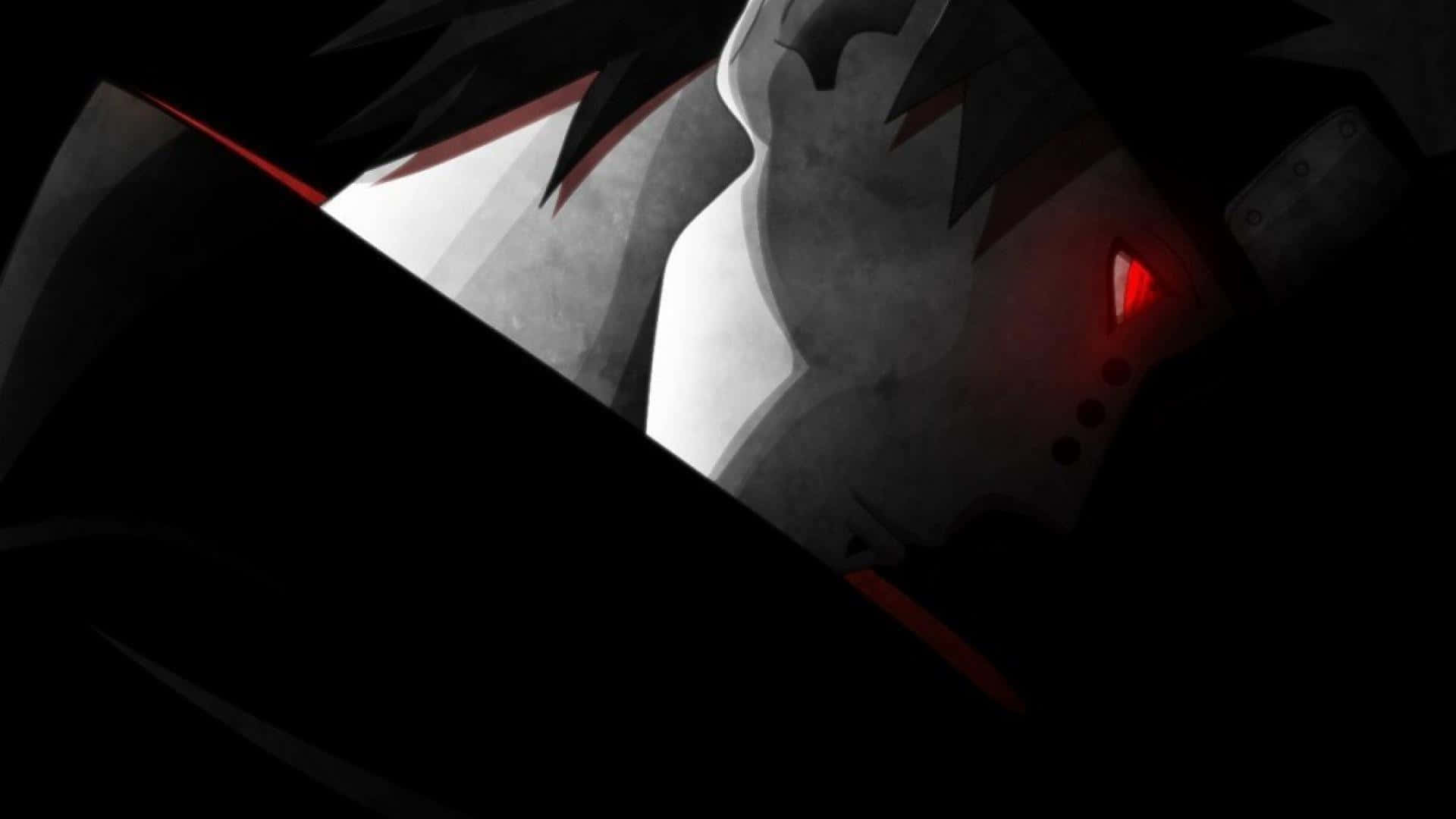 Akatsuki Laptop, glowing red eye, dark spiky hair, Full HD Desktop Wallpaper