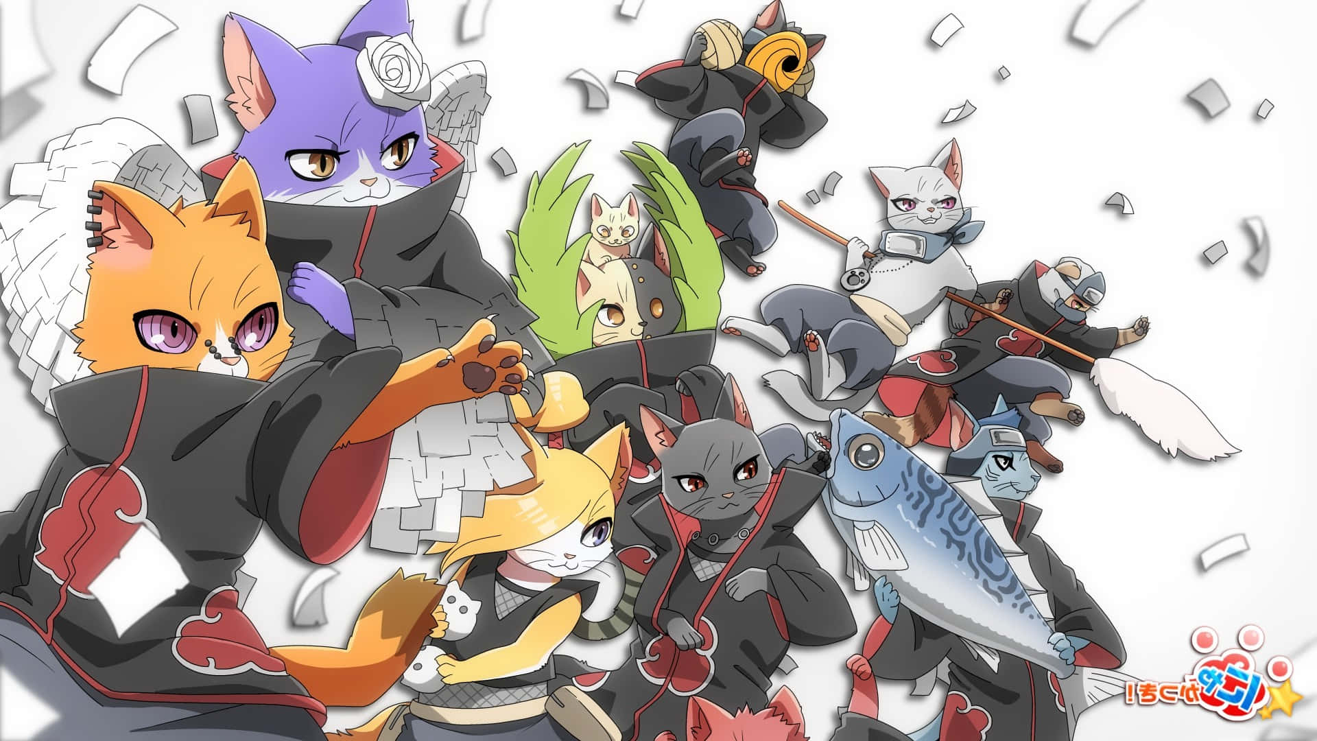 Akatsuki Laptop, 1920 x 1080, anthropomorphic cats, Full HD Desktop Wallpaper