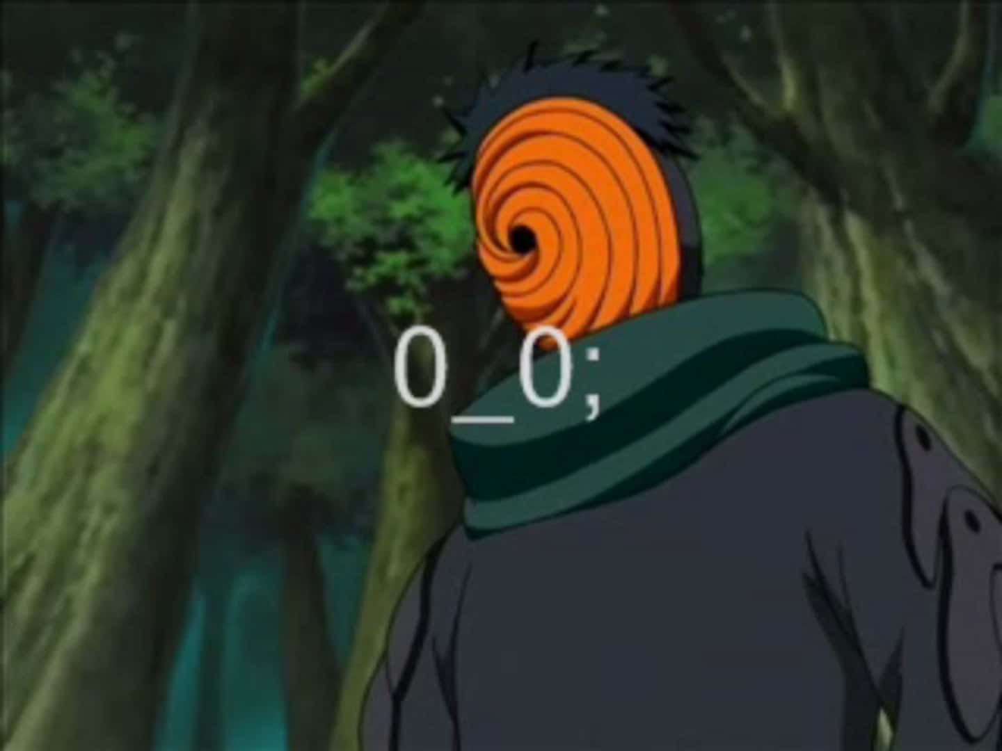 Akatsuki Mask, orange spiral mask, dark forest, HD Desktop Wallpaper