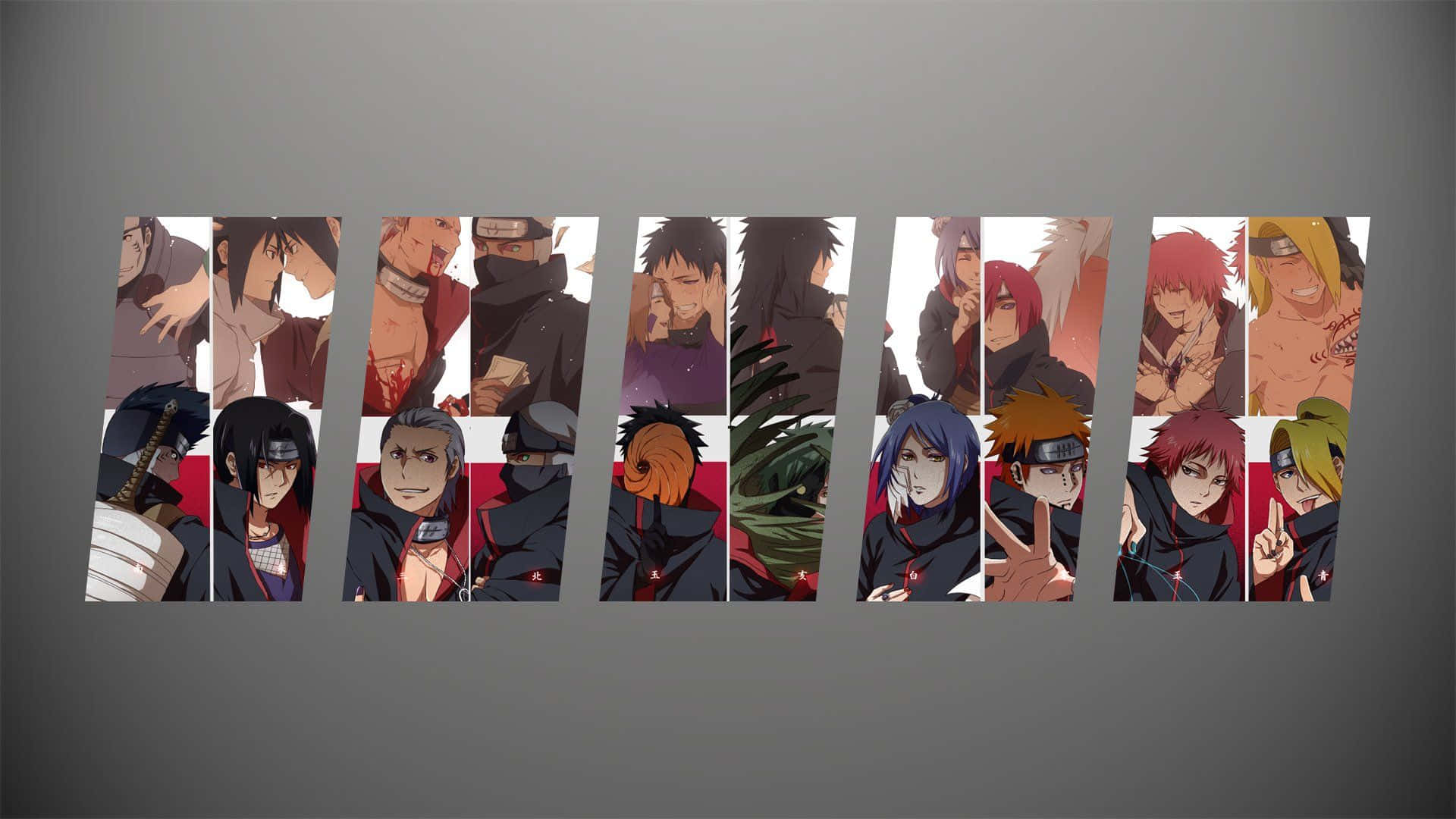 Akatsuki Members, anime characters, dark cloaks, Full HD Desktop Wallpaper